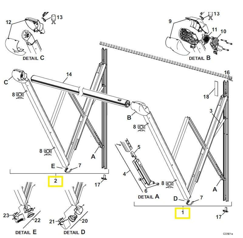 Carefree Compass Electric Awning Arm Set – Black - TAJVAPHW