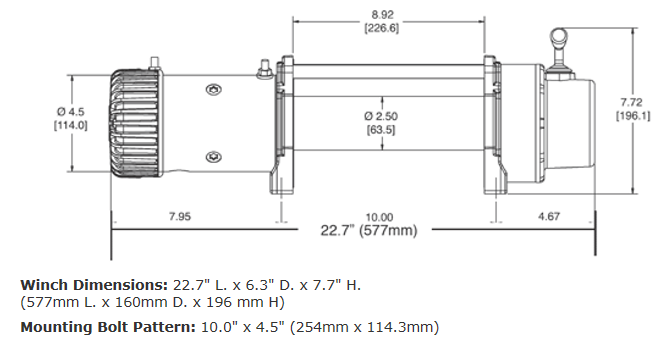 WARN 87310 Cabrestante eléctrico de 12 V con cuerda sintética de 30,5 m, 9.5xp y 4309 kg de capacidad