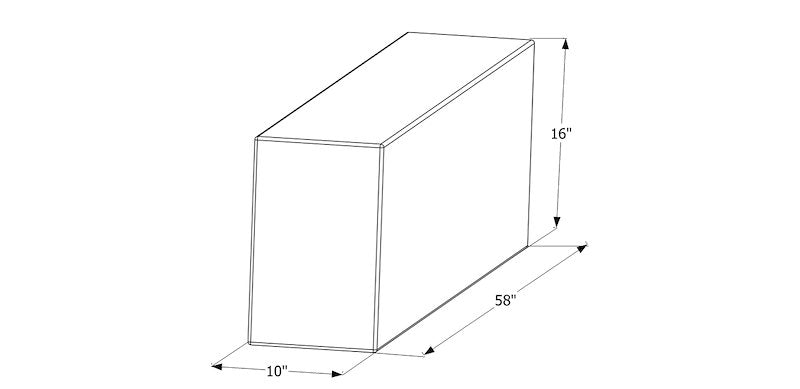 38 Gallon Fresh Water Tank - Rectangular, 58" x 16" x 10", No Fittings