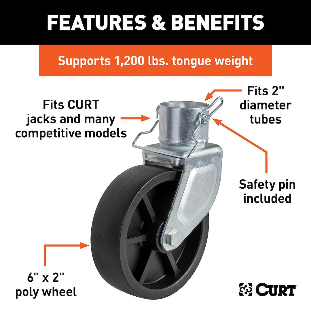 Curt 28276 Trailer Tongue Jack Caster - image 2