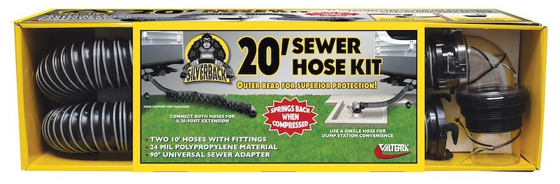 Valterra D04-0675 Silverback 20' RV Sewer Hose Kit with Rotating Fittings & 90° Adapter
