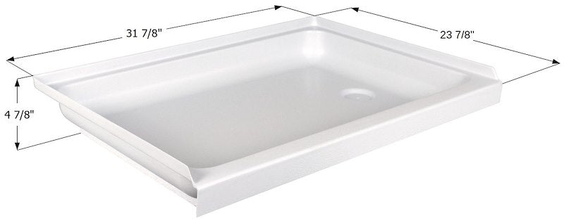 Icon 15238 31-7/8" x 23-7/8" RV Shower Pan with Right-Hand Drain – Polar White