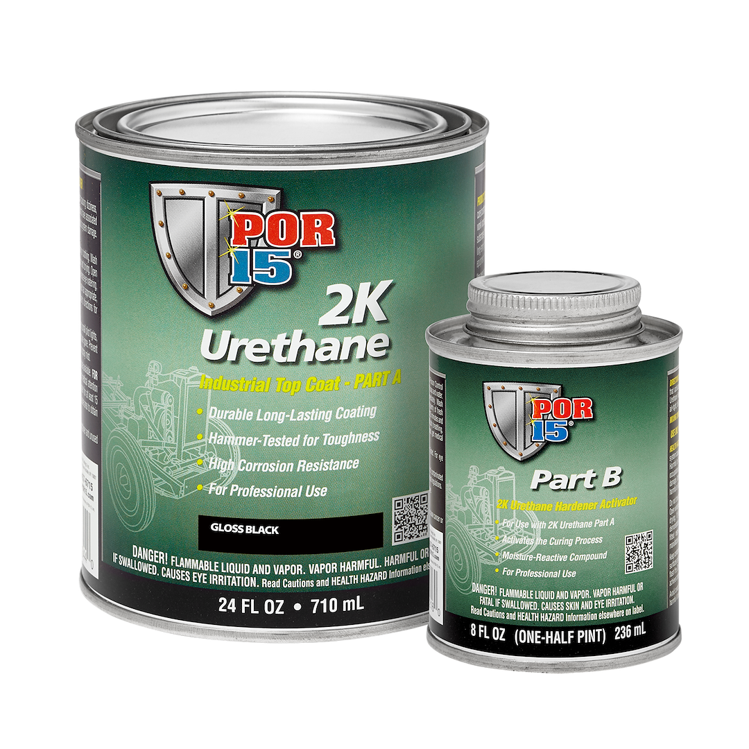 POR-15 43204 Gloss Black 2K Urethane Paint, Quart
