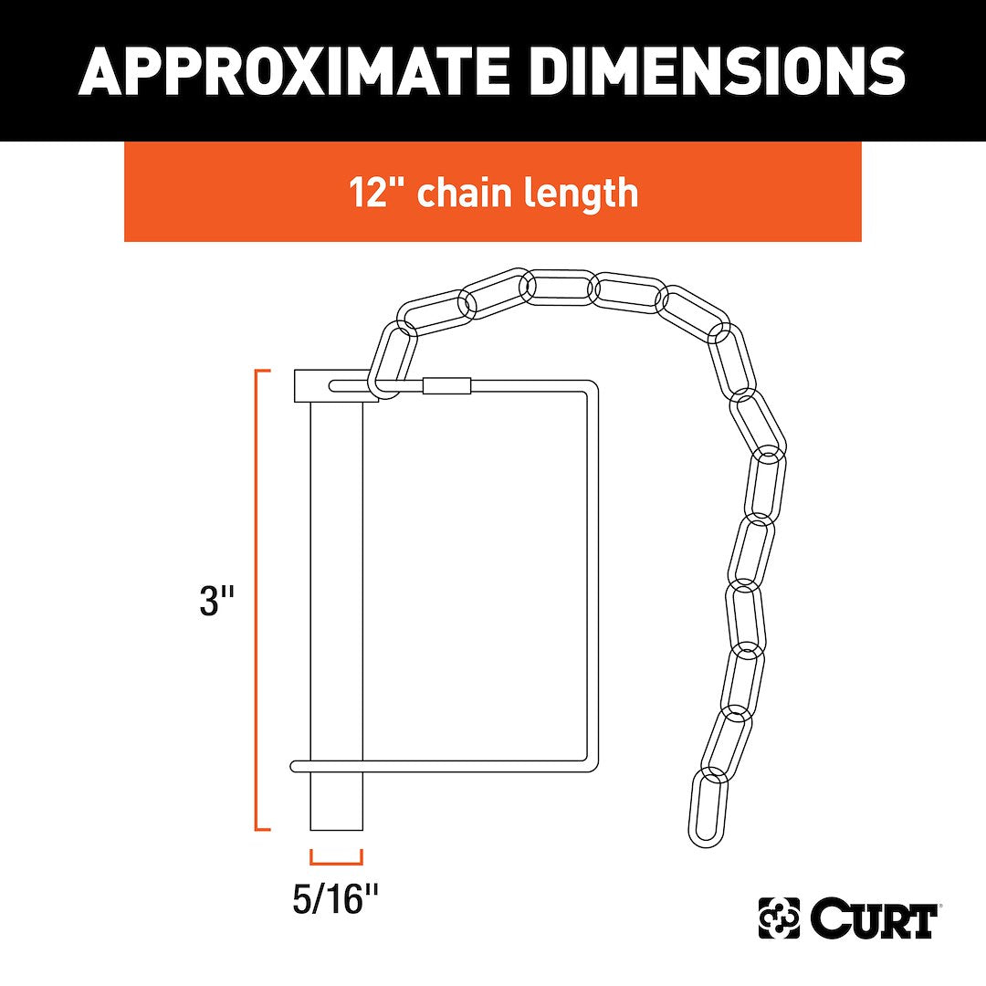 CURT Trailer Hitch Pin (25034) – Length (In): 12 Inch