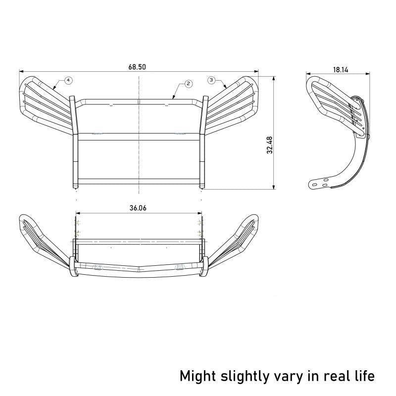 Black Horse Offroad Steel Grille Guard 17A093902MA - image 6