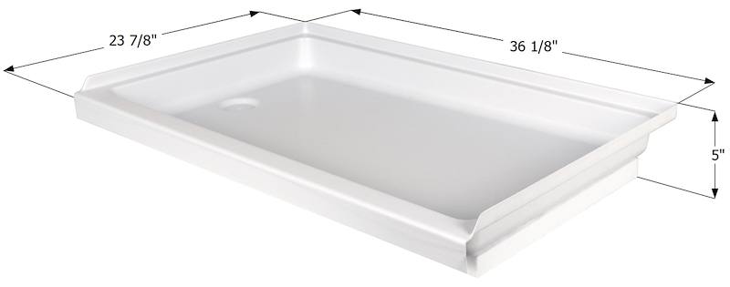 Icon 15240 36-1/8" x 23-7/8" RV Shower Pan with Left-Hand Drain – Polar White