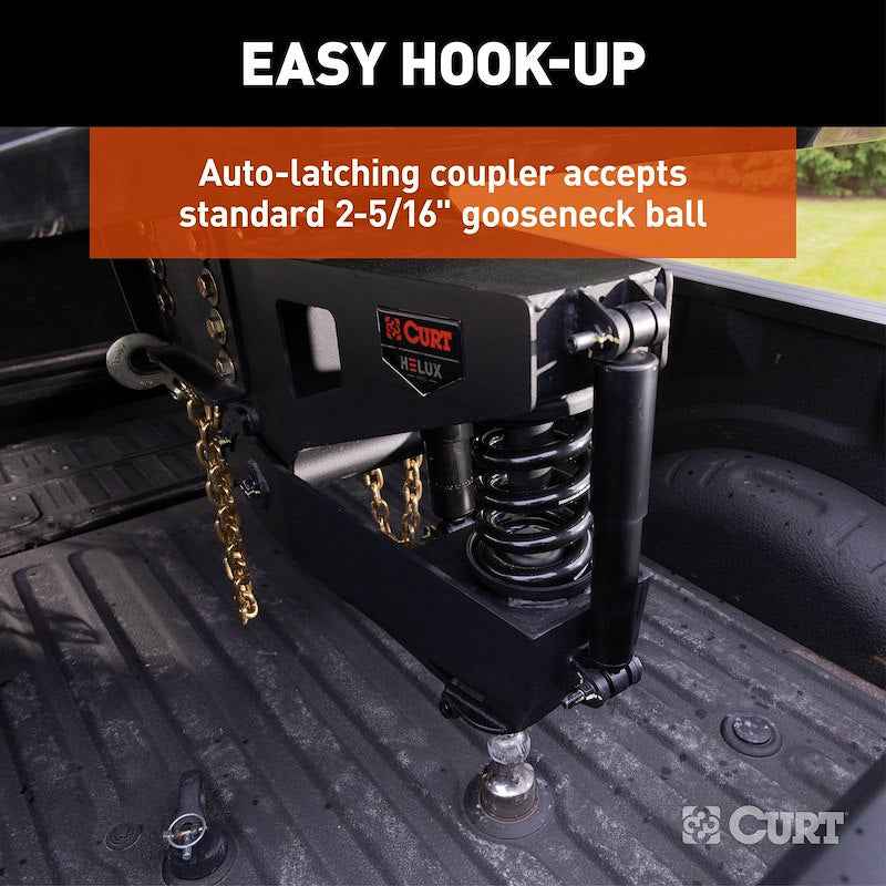 CURT 2024044579 Helux Air-Ride Gooseneck Fifth Wheel Trailer Hitch Pin Box