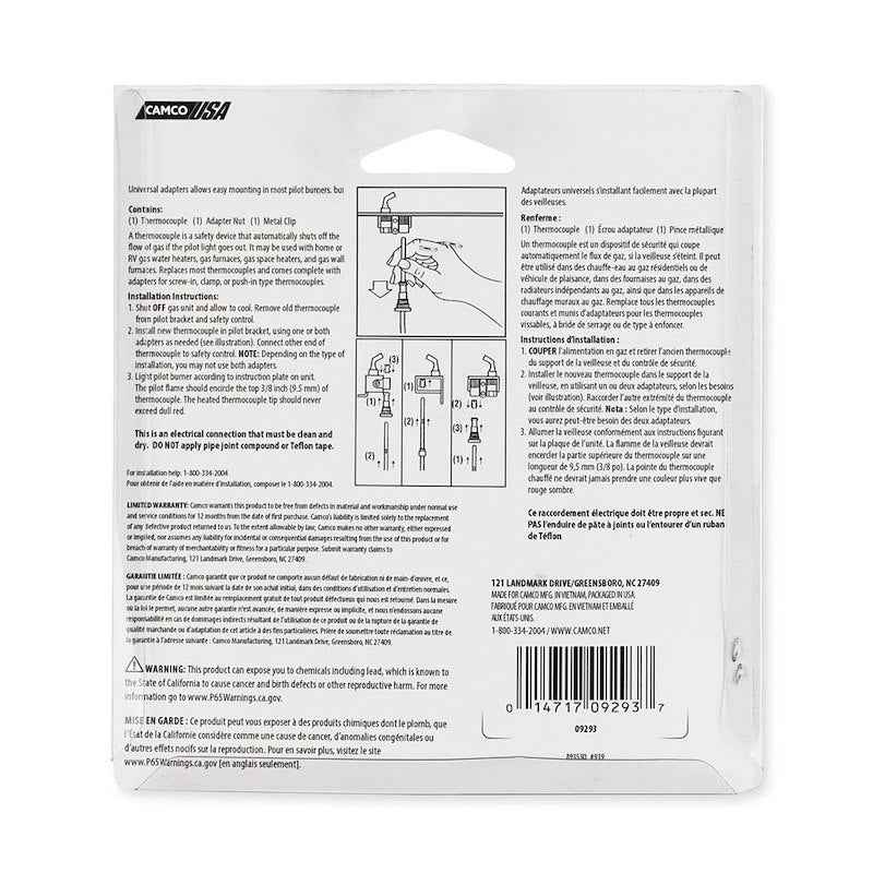24-Inch Universal Thermocouple - 09293 – For RV Water Heaters and Furnaces