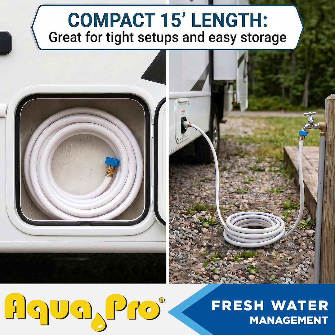 Aqua Pro 15 Feet 120 PSI Fresh Water Hose (W20869) – Length: 15 Feet