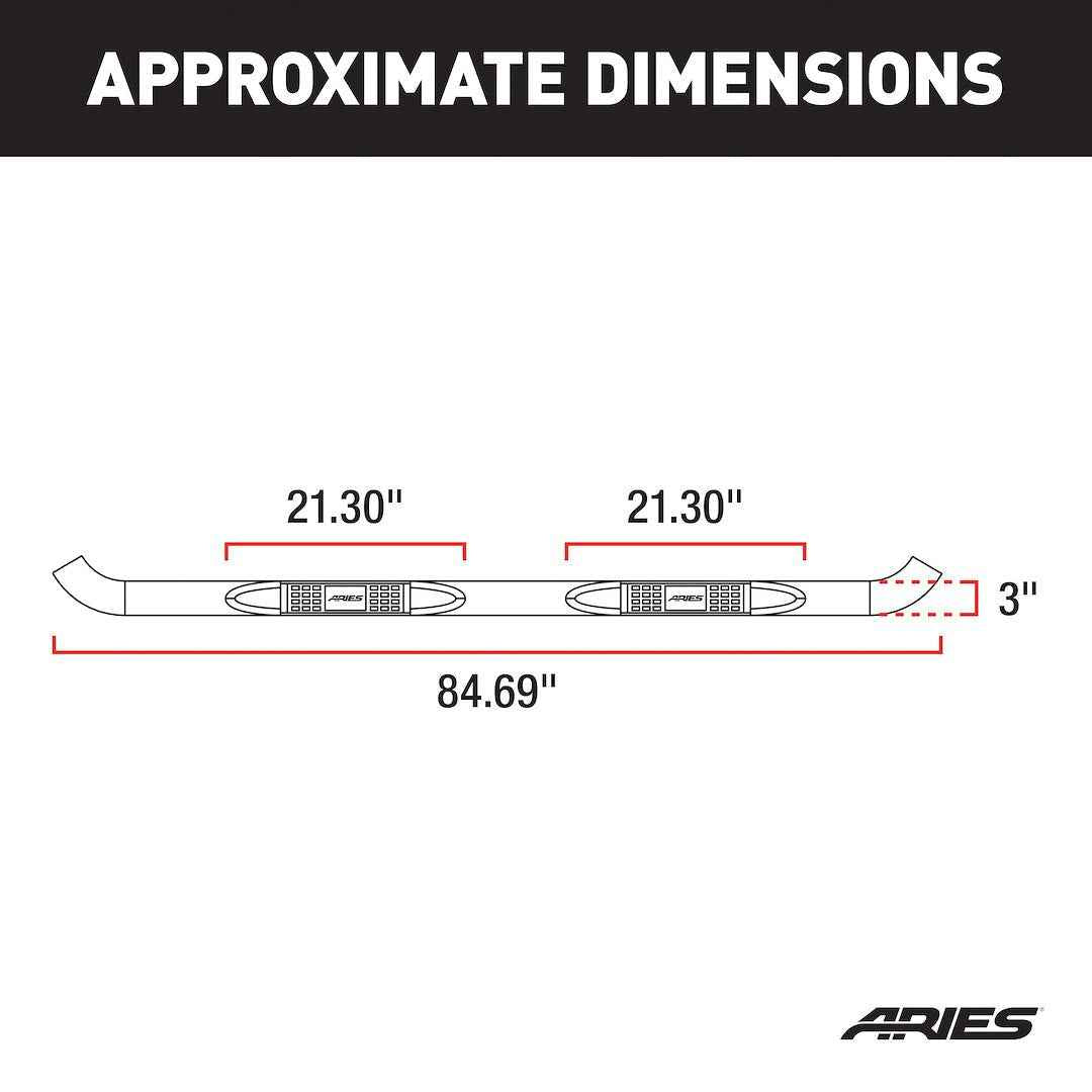 Aries 205045 3-Inch Black Steel Side Bars