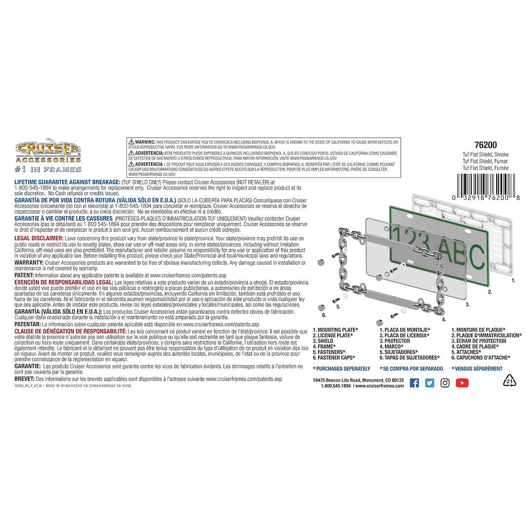 Cruiser License Plate Cover (76200) – Material: Polycarbonate