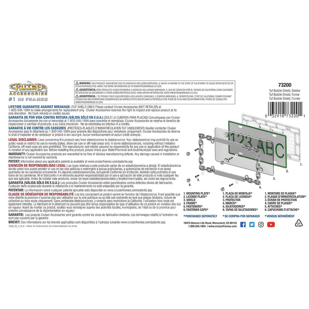 Cruiser License Plate Cover (73200) – Material: Polycarbonate