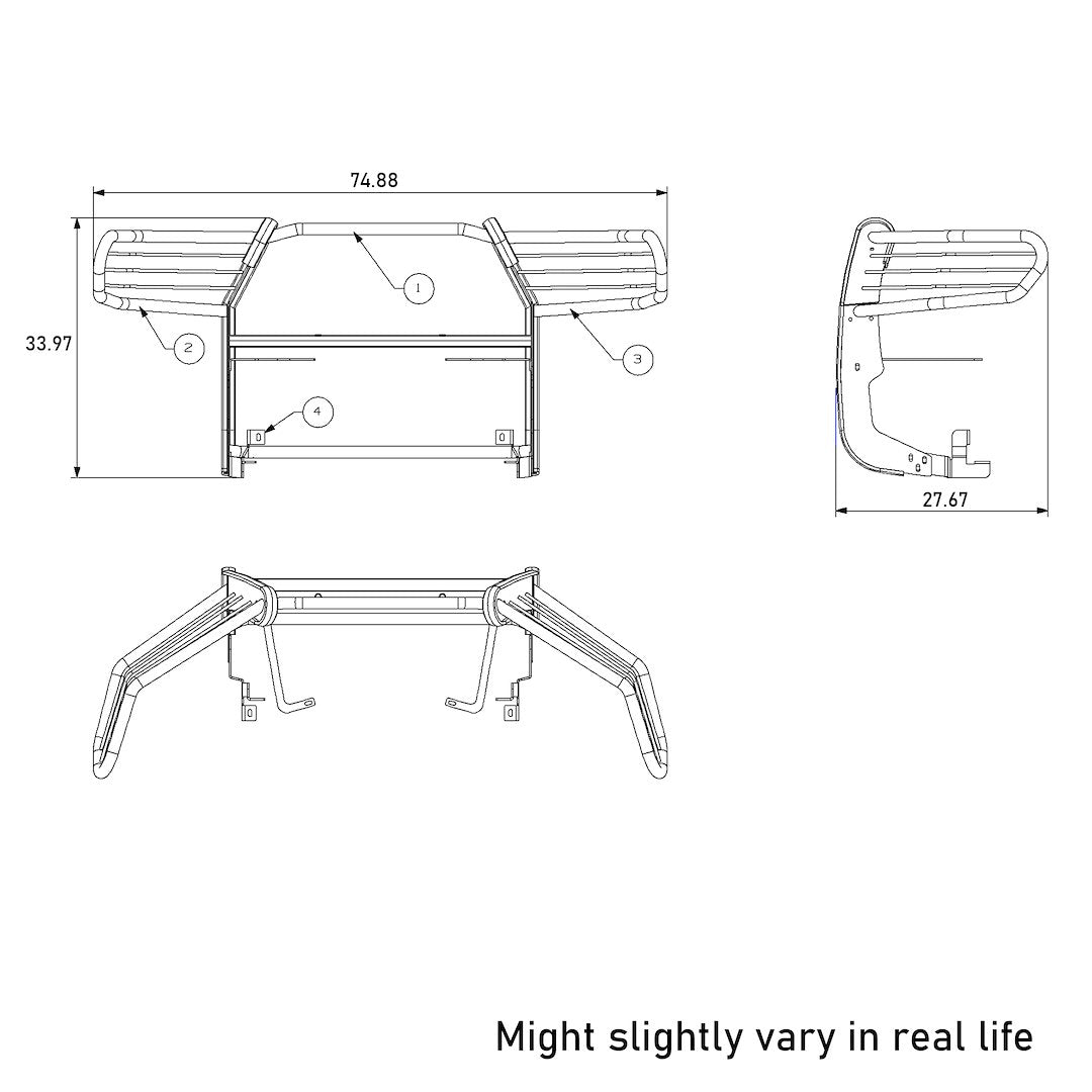 Black Horse Offroad Steel Grille Guard 17A096402MA - image 7