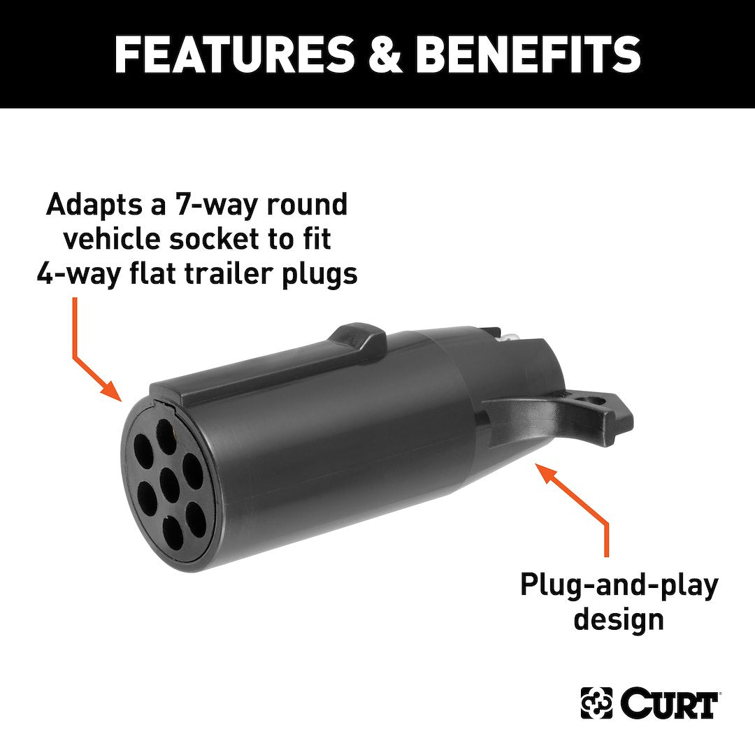 CURT Trailer Wiring Connector Adapter (57041) – Material: Plastic
