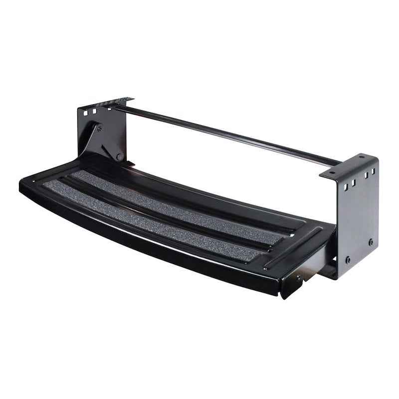 Lippert Single Manual RV Entry Step – 24" Radius Tread, Bolt-On, Black Steel