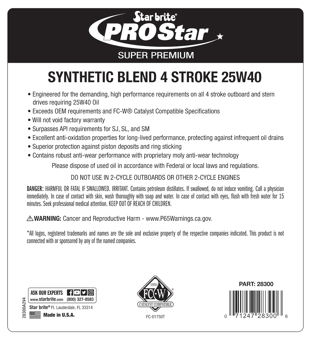 Star Brite Pro Star Synthetic 4 Stroke Oil (028332)