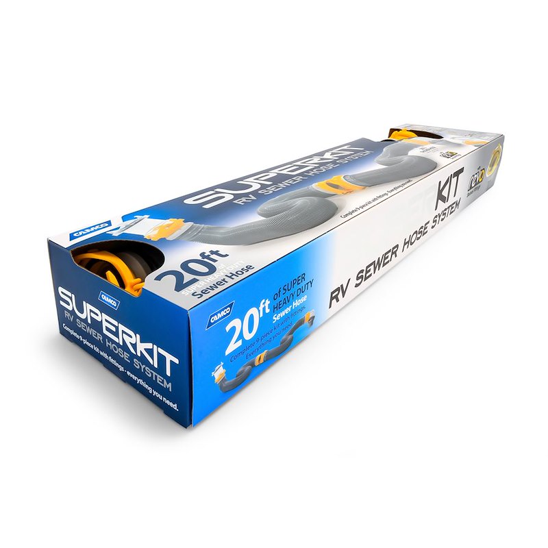 Camco 39659 Super Kit 20' RV Sewer Hose Kit with Swivel Fittings & 4-in-1 Adapter