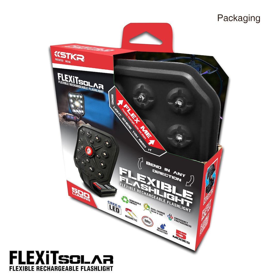 STKR Concepts 00346 FLEXIT Solar Flashlight, 500 Lumens