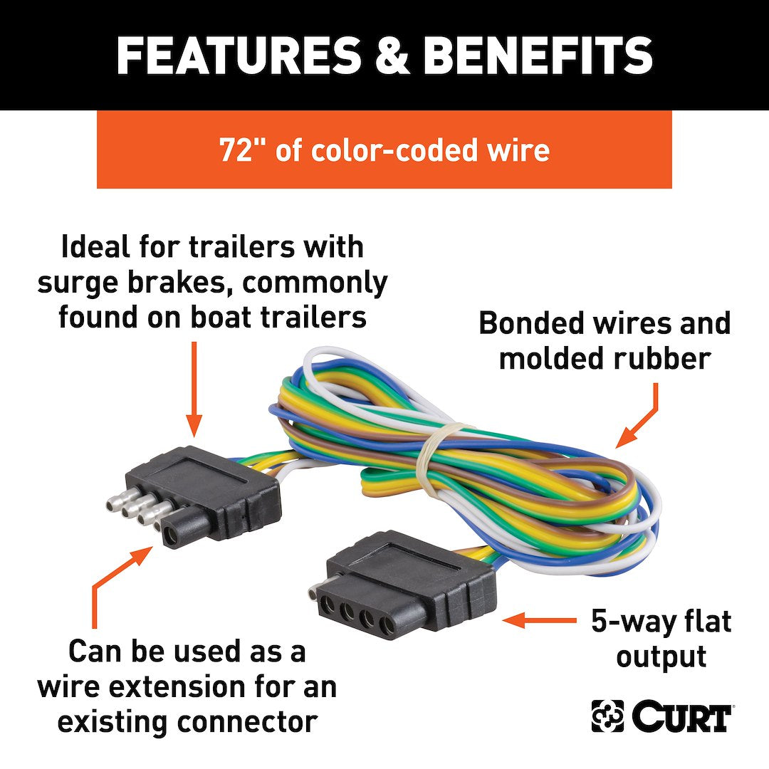 CURT Semi-universal 5 Flat Trailer Wiring Connector (58550)