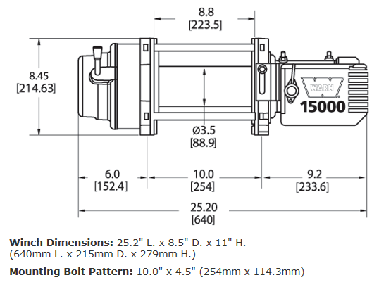 WARN 47801 M15000 12V Electric Recovery Winch with Steel Cable