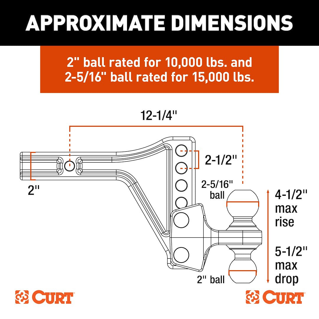 Curt 45935 Trailer Hitch Ball Mount - image 2