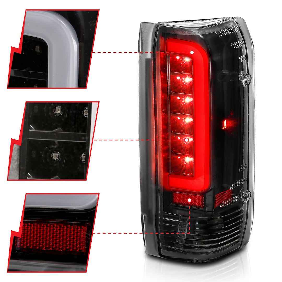ANZO USA 311350 Black-Housing Clear-Lens LED Tail Lights for Ford