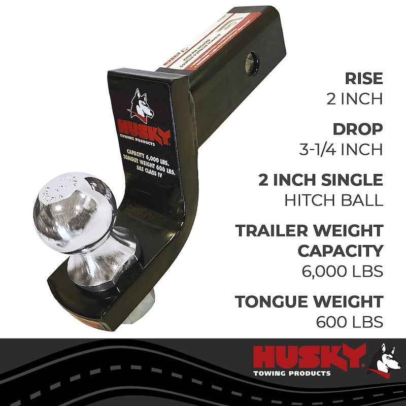 Husky Trailer Hitch Ball Mount – Class III/IV – 2" Receiver – 2" Ball – 31367