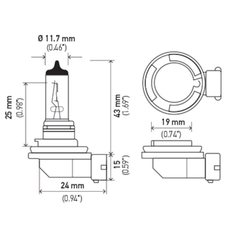 Hella H11B Standard 12V 55W Halogen Headlight Bulb