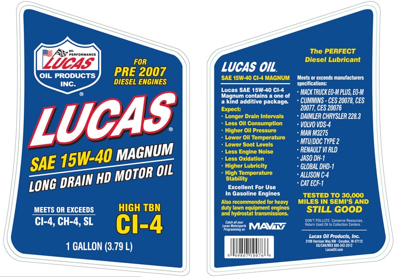 Lucas Oil 10076 Synthetic SAE 15W-40 Magnum Oil