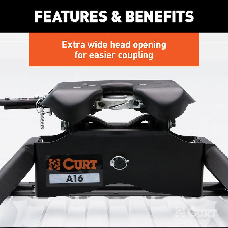 CURT 16121 A16 16K Fifth Wheel Hitch with Legs & Base Rails