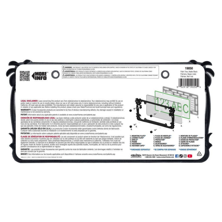Cruiser 19050 Black Palm Tree License Plate Frame - image 3