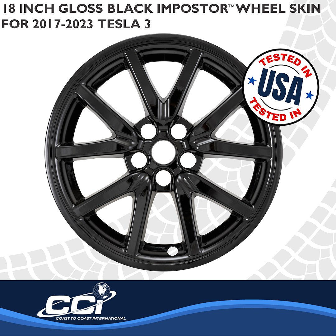 Coast To Coast IMP527BLK Tesla Model 3 Black Wheel Skins - image 3