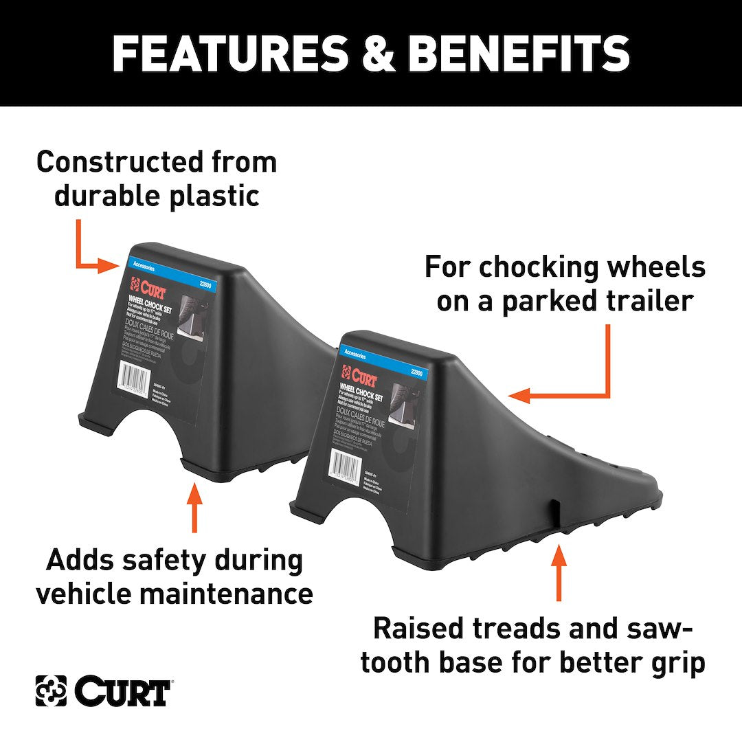 CURT Wheel Chock (22800) – Length: 8-1/4 Inch