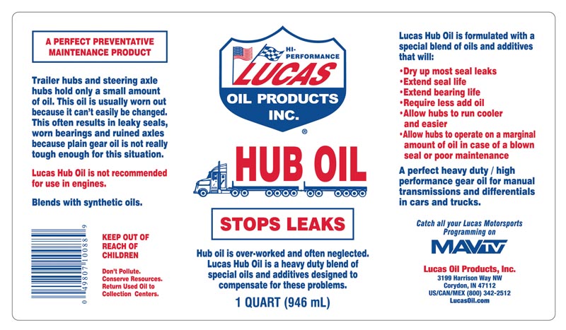 Lucas Oil 10088 Hub Oil, 1-Quart Bottle