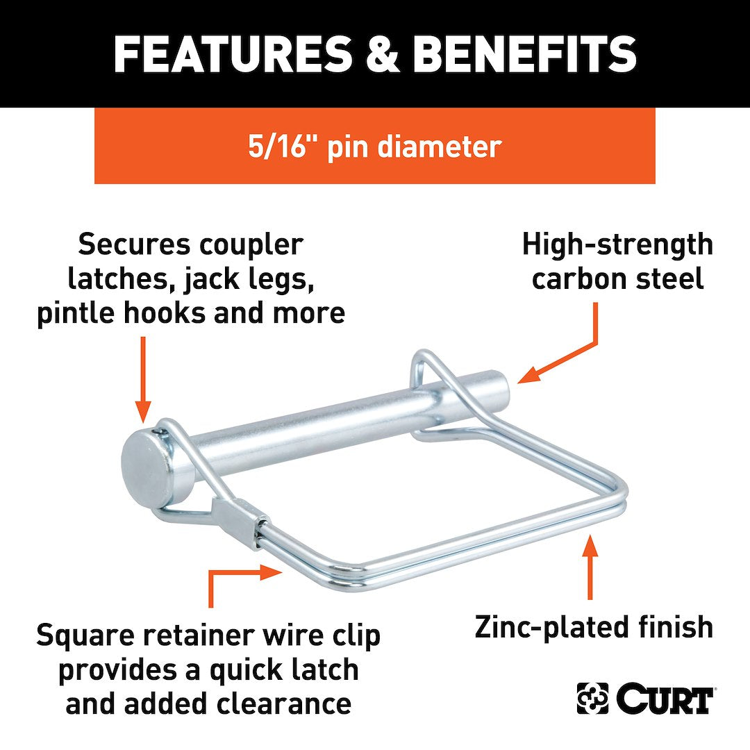 CURT Trailer Coupler Safety Pin Clip (25010) – Length (In): 3 Inch