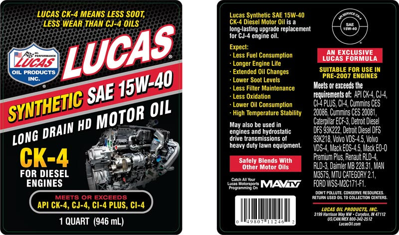Lucas Oil 11246 SAE 15W-40 CK-4 Synthetic Truck Oil