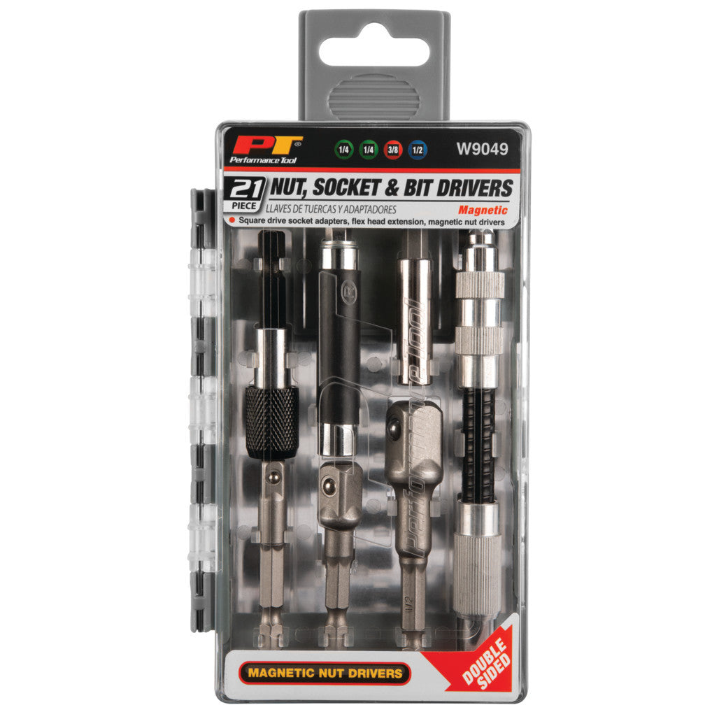 Performance Tool W9049 21-Piece Socket Bit and Nut Driver Set