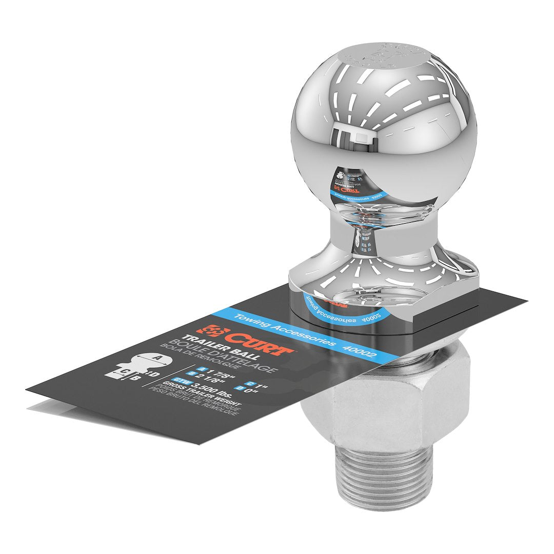 CURT Trailer Hitch Ball (40002) – Shank Length (In): 2-1/8 Inch