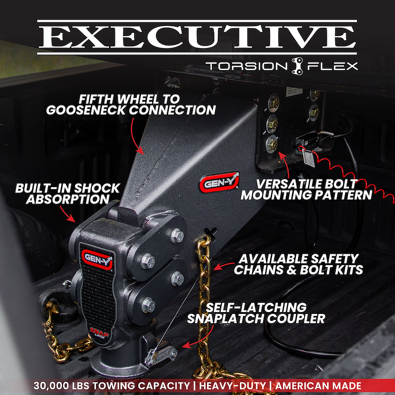 Gen-Y Hitch EXECUTIVE Torsion-Flex Gooseneck Coupler 30K – GH-8076AL-BRK-BK