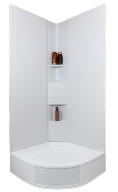 Icon 15227 72" x 27" RV Neo Angle Shower Surround – 2-Piece (45° Corner)