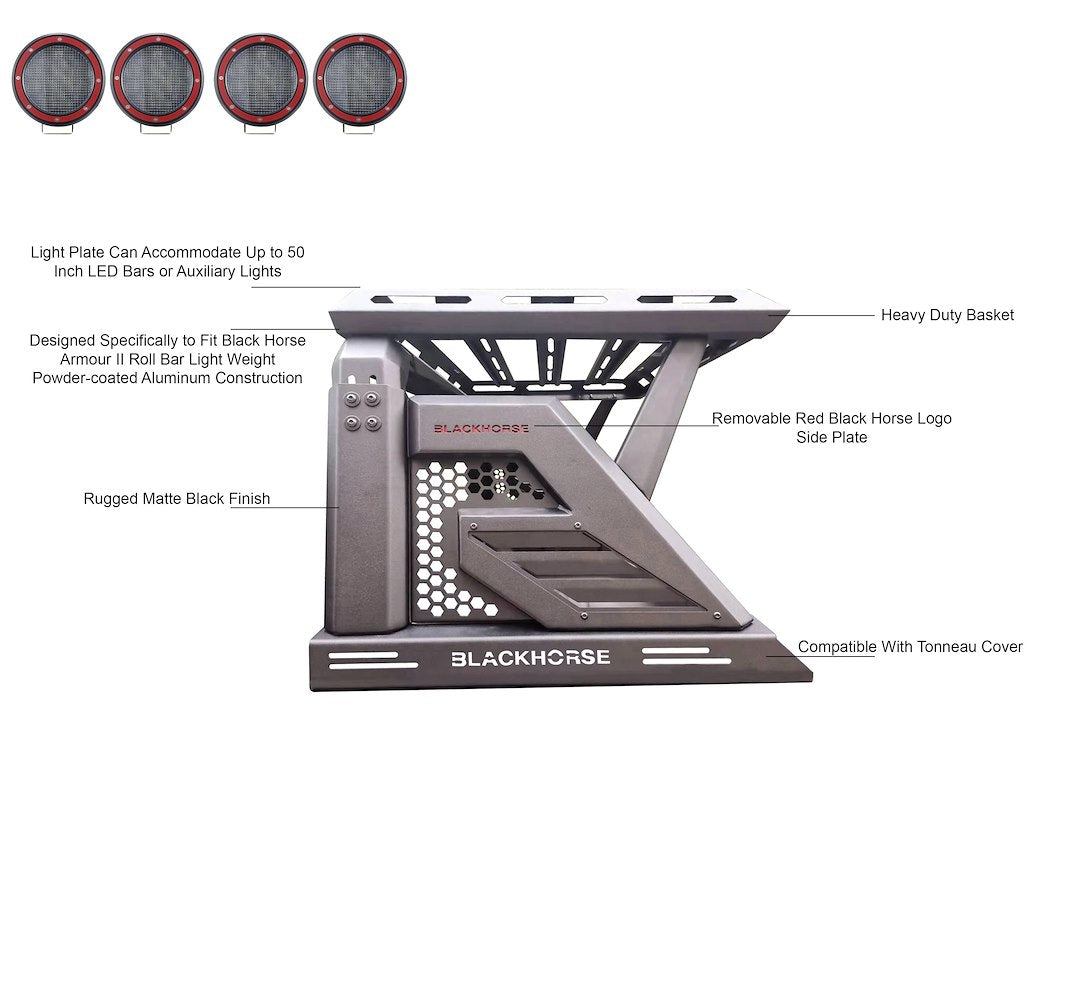 Black Horse Offroad AR2-09BA3-PLFR  Truck Bed Bar - image 11