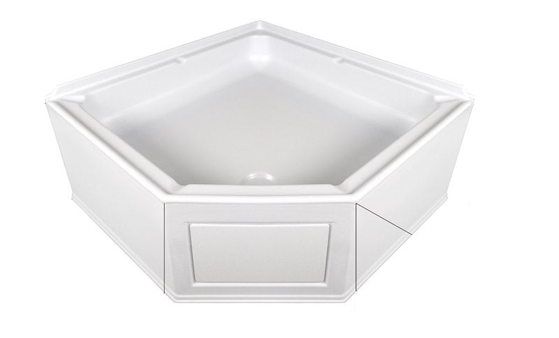 Icon 15231 Neo Angle RV Shower Pan – Polar White ABS with Center Drain