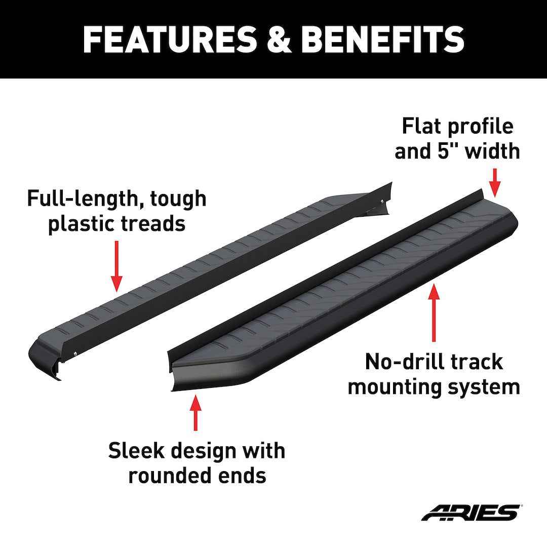 Aries 2051976 AeroTread 76-Inch Black Running Board Component