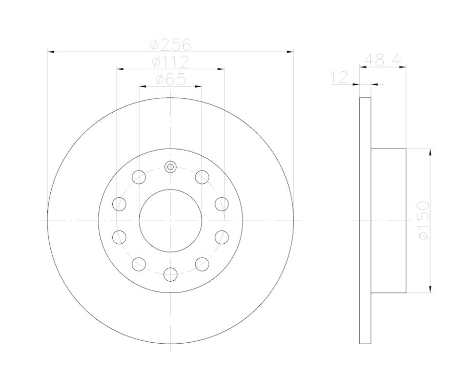 Hella 355122622 Solid Disc Brake Rotor
