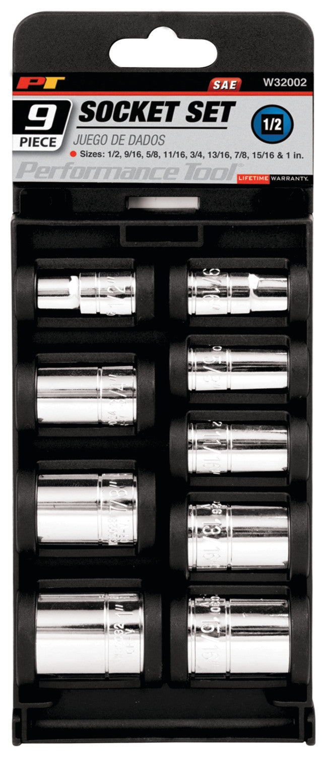 Performance Tool W32002 1/2-Inch Drive Six-Point Socket Set