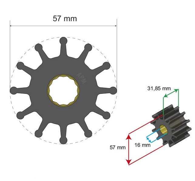 Albin 06-01-037 Water Pump Impeller - image 3