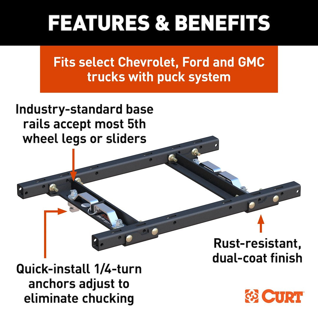 Curt 16027 Fifth Wheel Trailer Hitch Rail Adapter - image 2