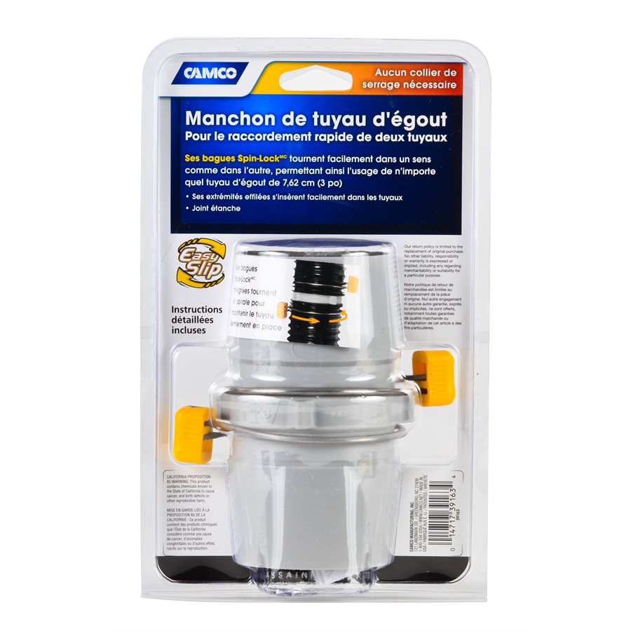 Camco Easy Slip Internal Coupler Connecting Two Sewer Hoses (39163)