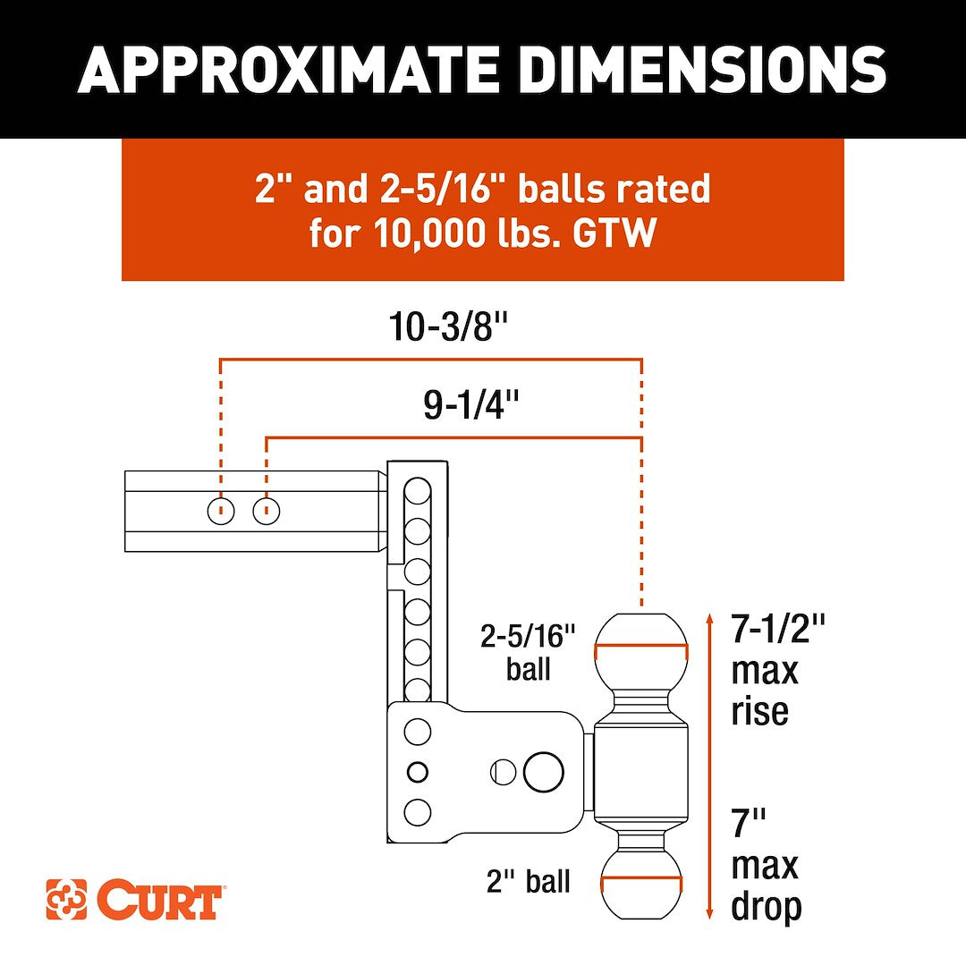 CURT Trailer Hitch Ball Mount (45962) – Receiver Size: 2 Inch