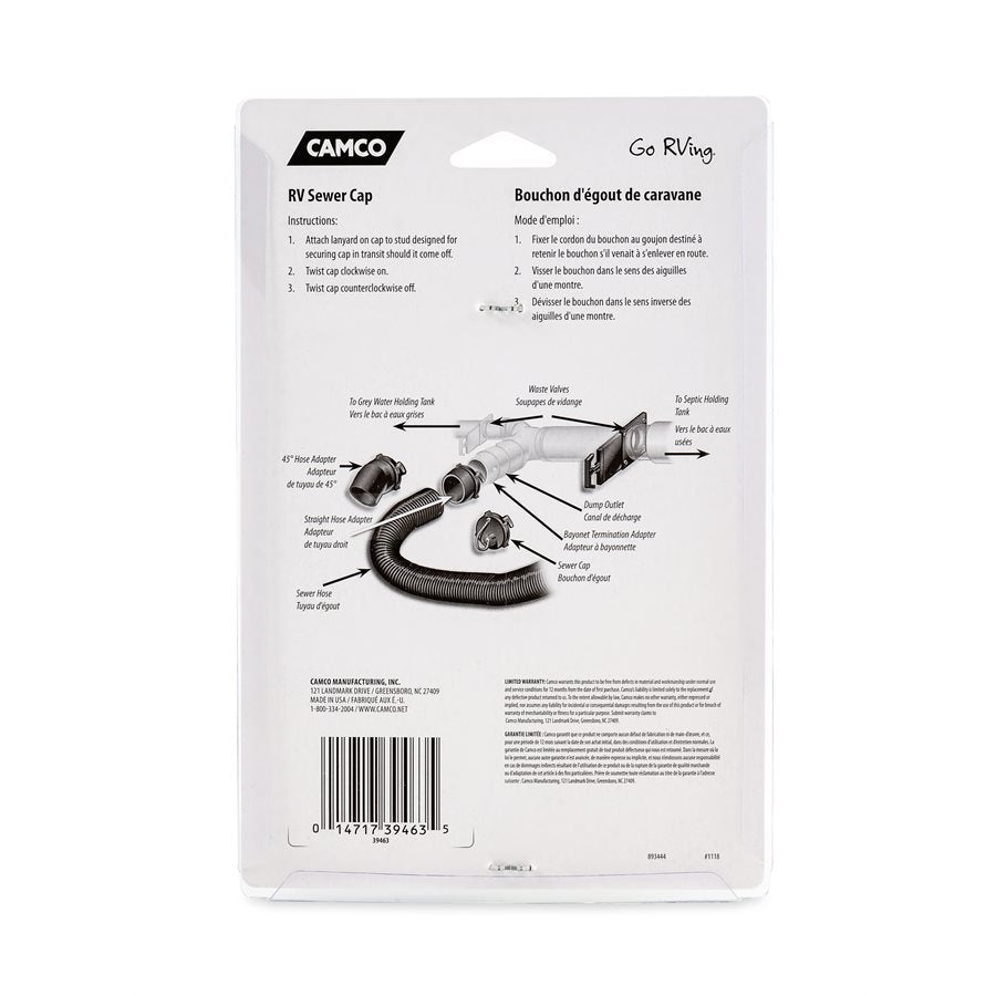 Camco Sewer Cap (39463) – Diameter: 3 Inch